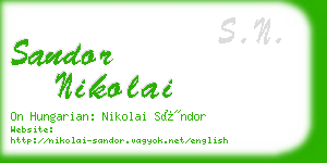 sandor nikolai business card